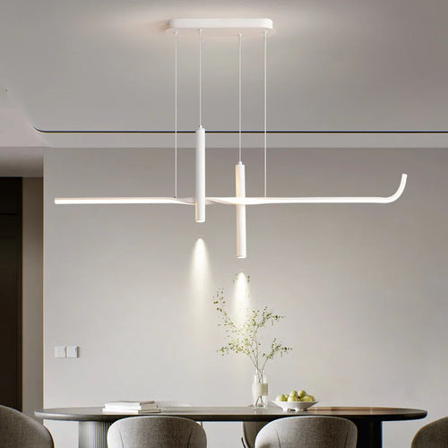 SANDYHA moderne longue bande lustre projecteurs De luxe Lustres De Teto o salle à manger salon Para Sala Jantar