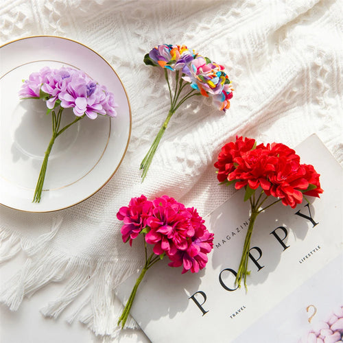 bouquet de mini fleurs d'hortensia artificielles pour décoration et bricolage - vue 2 sur 15