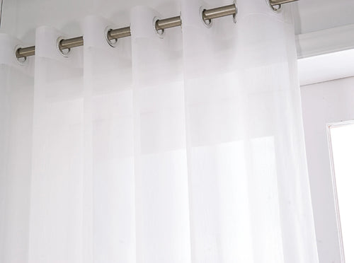 Rideau tulle transparent motifs floraux géométriques style luxe - vue 4 sur 8