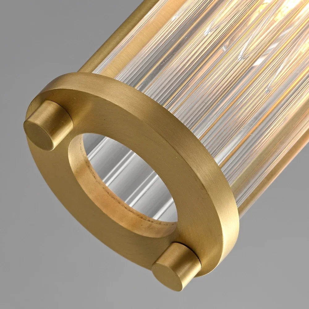 suspension à led en cuivre avec abat-jour en verre réglable - vue 4 sur 7