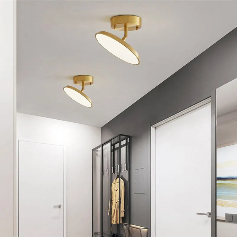 Lampe plafonnier lumière LED rotatif cuivre - vue 5 sur 12