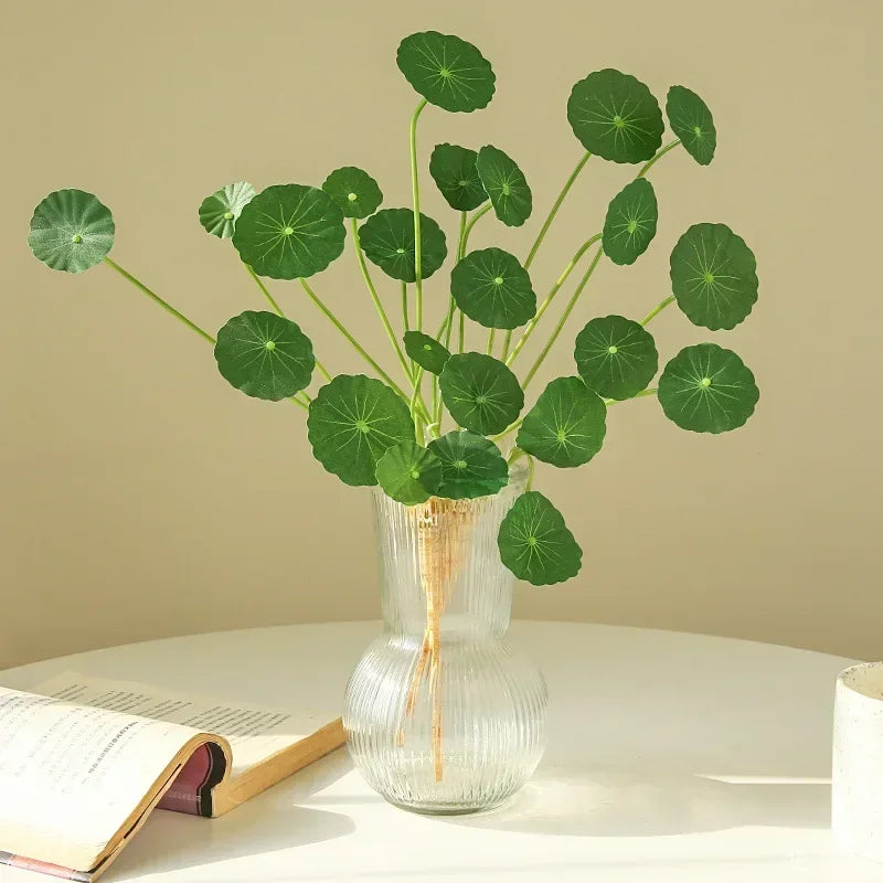 plante artificielle décoration verte feuilles lotus pour intérieur et extérieur - vue 4 sur 7