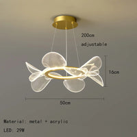 lustre en acrylique avec anneau doré à intensité variable  livraison directe