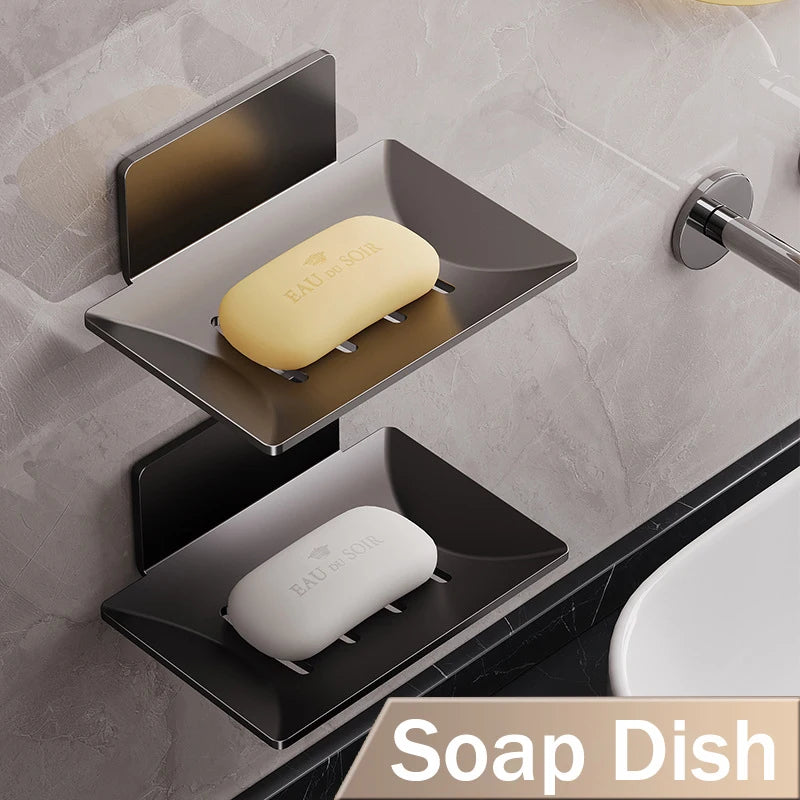 porte-savon mural en aluminium pour rangement de salle de bain et cuisine - vue 2 sur 9