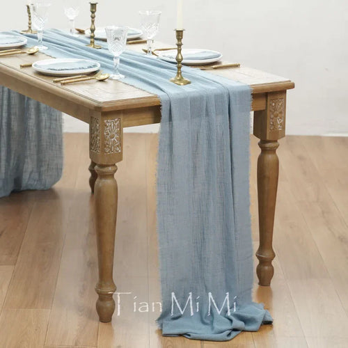 Chemin de table coton gaze style vintage mariage - vue 15 sur 29
