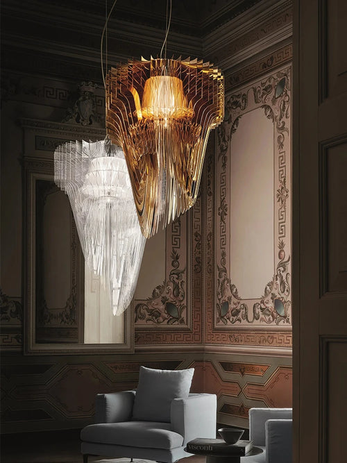 lustre design italien créatif modèle villa art acrylique - vue 3 sur 9