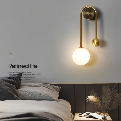 applique murale moderne en verre avec abat-jour led décoratif - vue 3 sur 8