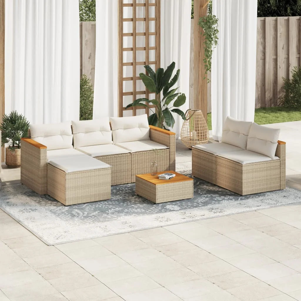 salon de jardin 5 pièces avec coussins en résine d'acacia