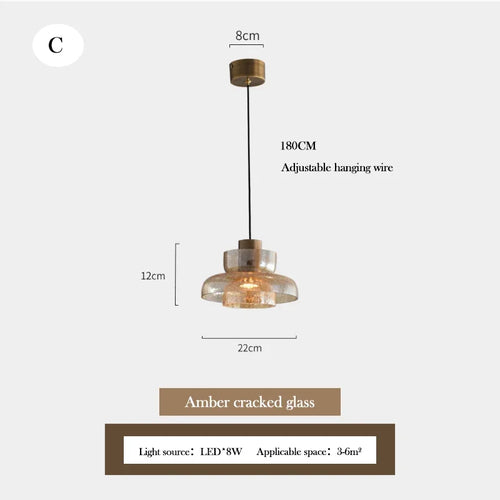 lustre en verre craquelé design rétro pour intérieur moderne - vue 11 sur 11