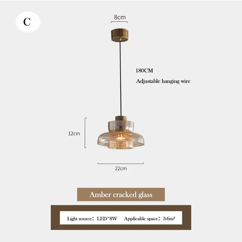 lustre en verre craquelé design rétro pour intérieur moderne - vue 10 sur 11