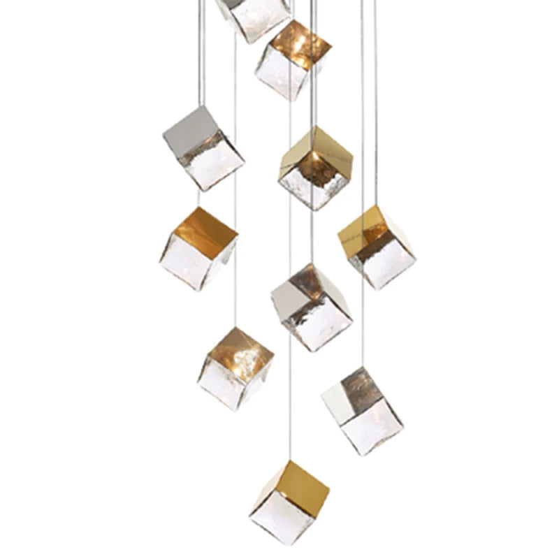 Modern cubic design villa pendant lights, Nordic living room, hotel lobby lights, restaurant, bar interior decoration lights - vue 6 sur 14