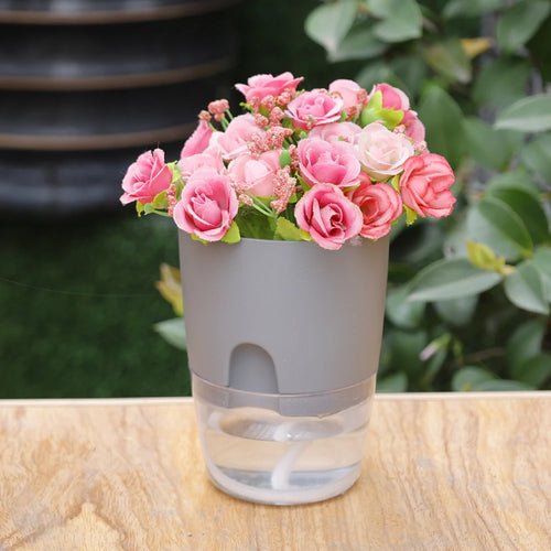 pot de fleurs en plastique avec arrosage automatique et corde absorbante - vue 5 sur 8