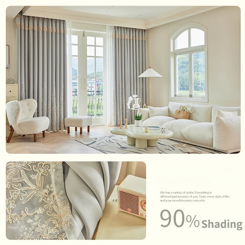 Rideau occultant motif floral style simple salon chambre