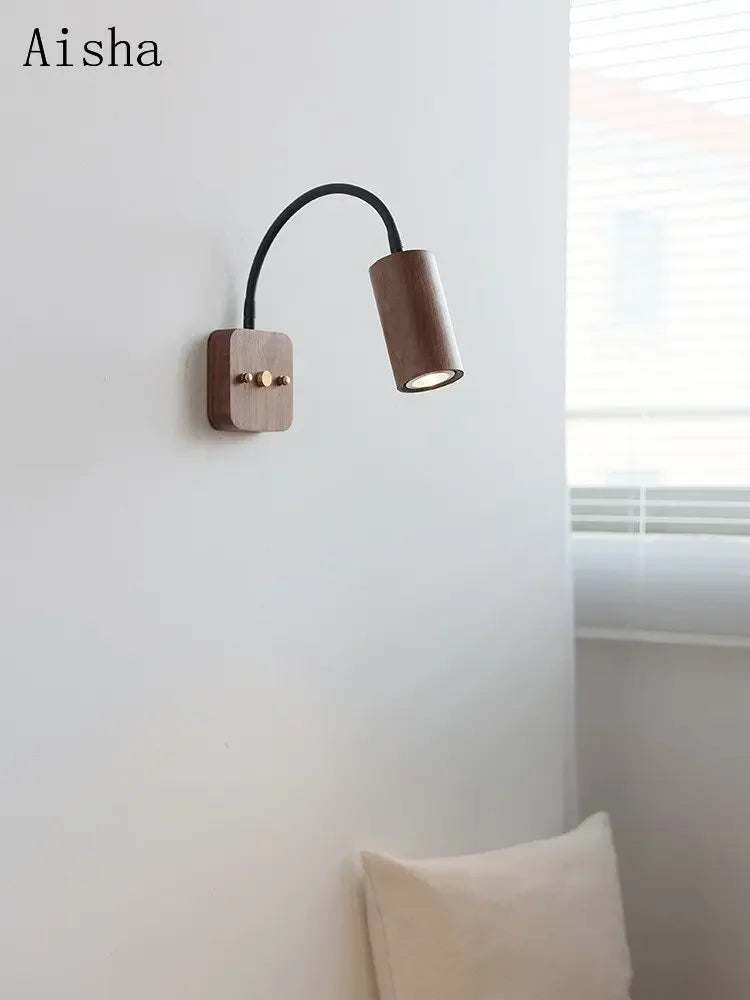 applique murale rétro en bois créative et rotative pour intérieur - vue 3 sur 10