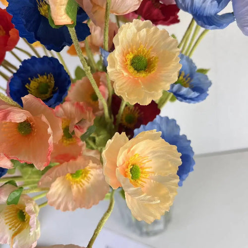 fleurs de pavot artificielles en soie pour décoration et événements - vue 3 sur 21