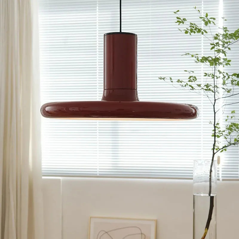 SANDYHA rétro nordique ovni rouge disque volant suspension lampe couleur unie Led chambre salon salle à manger lumière décor à la maison lustre