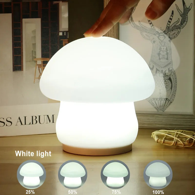 Champignon veilleuse LED Silicone capteur tactile batterie lampe chambre décor bébé chevet décoration lampes cadeau de noël