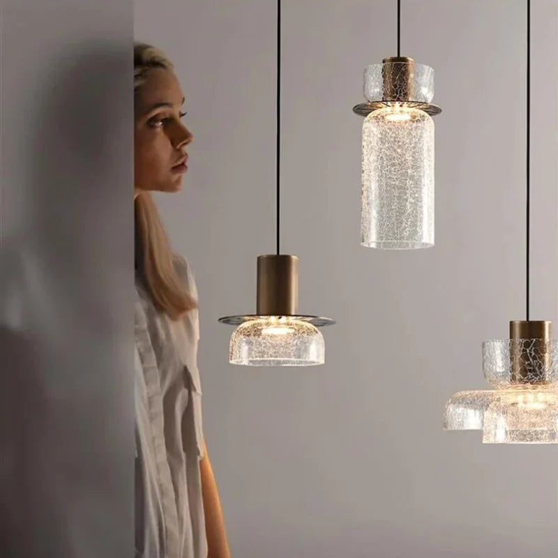 lustre en verre craquelé design rétro pour intérieur moderne - vue 3 sur 11