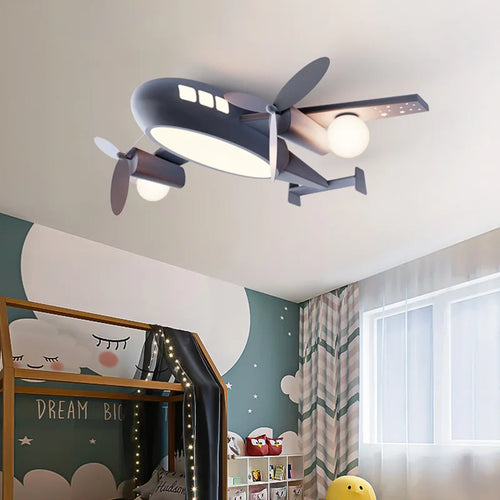 plafonnier avion nordique pour chambre enfant décoration lumineuse - vue 4 sur 10