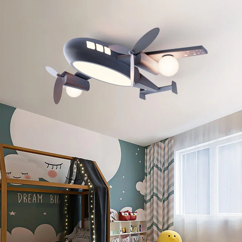 plafonnier avion nordique pour chambre enfant décoration lumineuse - vue 3 sur 10