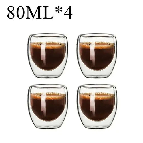 Lot tasses verre double paroi isolant borosilicate