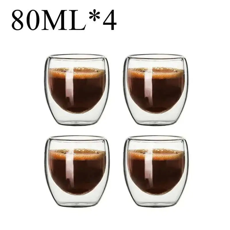 Lot tasses verre double paroi isolant borosilicate