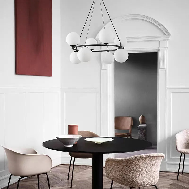 suspension en verre blanc design nordique pour intérieur décoratif - vue 3 sur 10