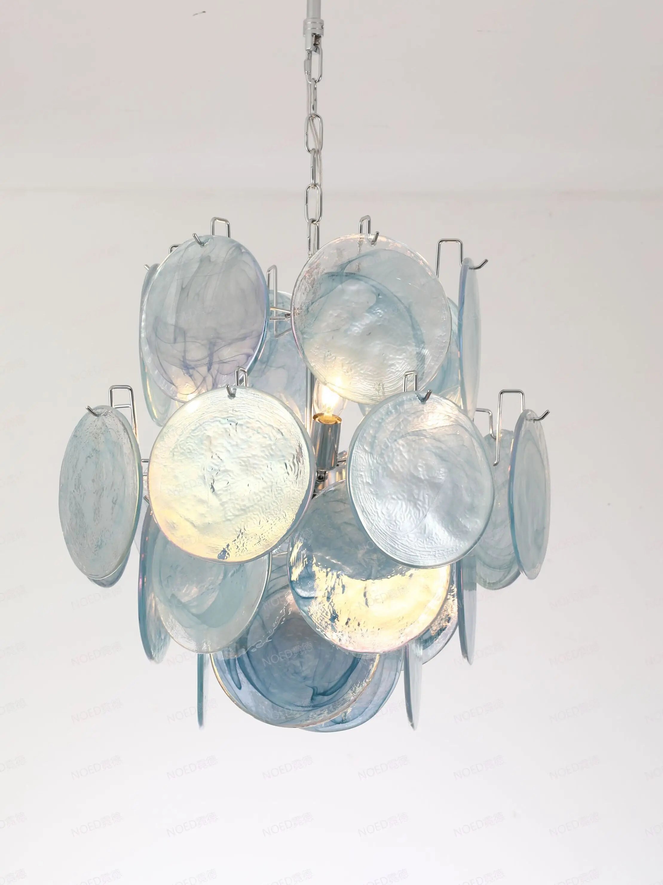 lustre suspendu en verre coloré fait main en italie - vue 4 sur 5