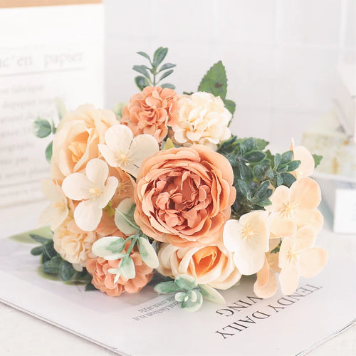 fleurs artificielles soie pivoine hortensia décoration mariage bouquet - vue 41 sur 40