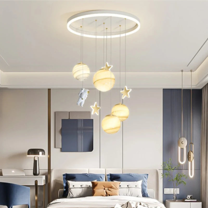 lustre astronautes lumineux pour chambre d'enfant design moderne