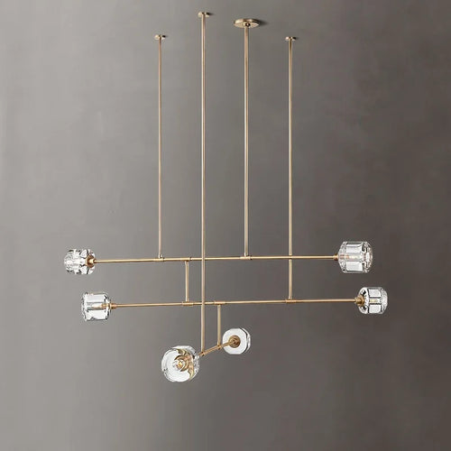 lustre en cristal de style américain en cuivre moderne - vue 2 sur 10