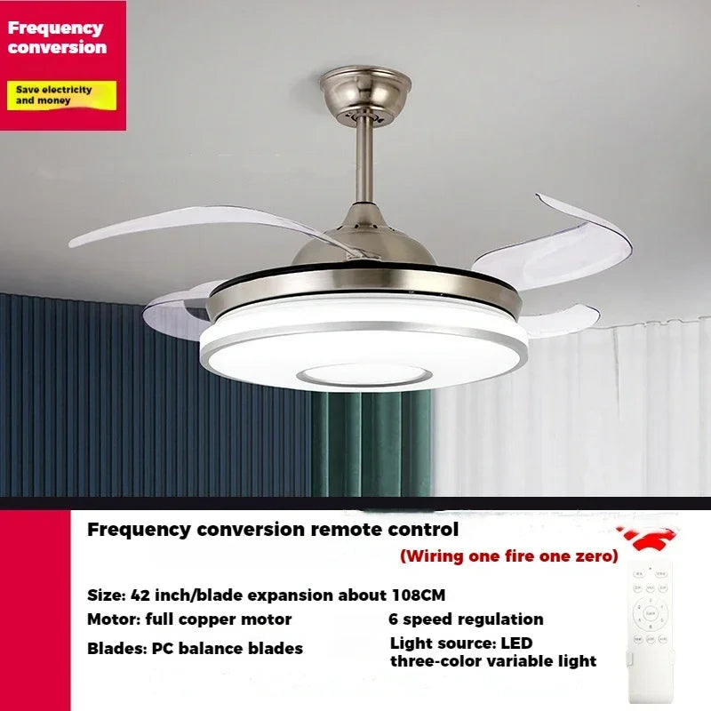 ventilateur de plafond moderne avec lumière et télécommande - vue 6 sur 7