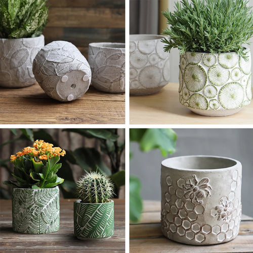 moule en silicone pour pots de fleurs décoratifs en béton vintage