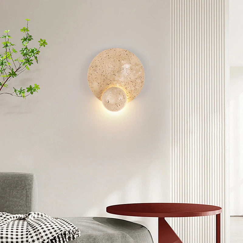 applique murale led en pierre naturelle ronde art déco - vue 2 sur 7