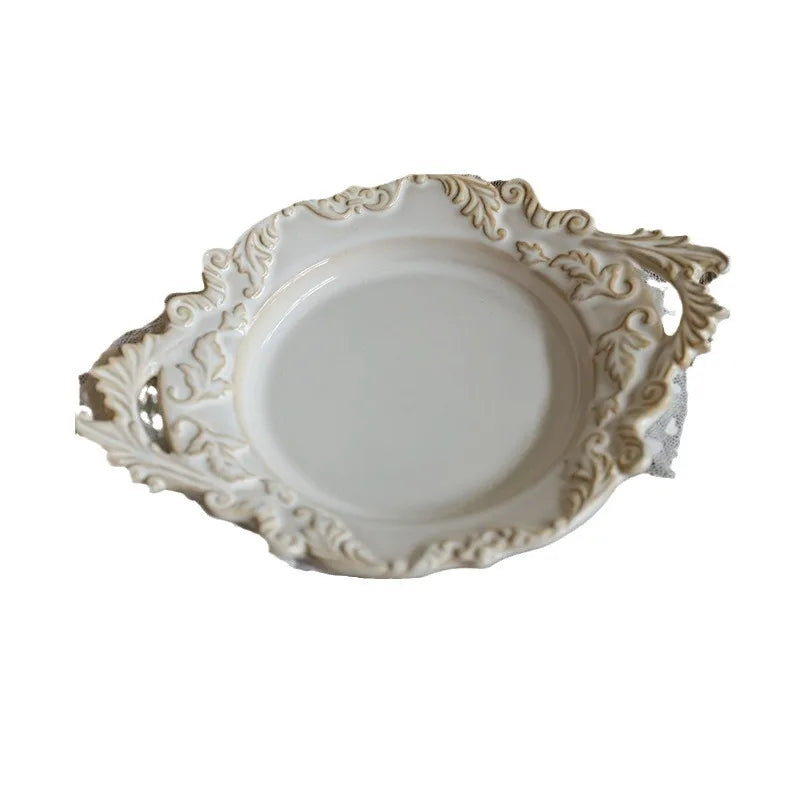 Assiette céramique rétro style français pour pâtes dessert - vue 6 sur 7