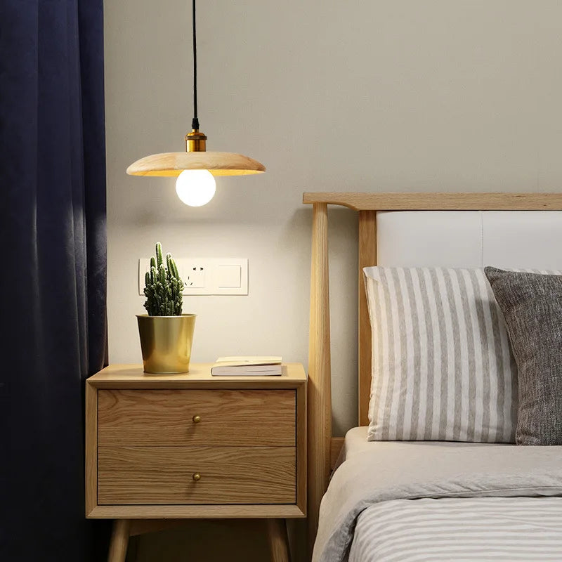 lampe suspendue nordique en bois massif pour intérieur décoratif - vue 4 sur 8