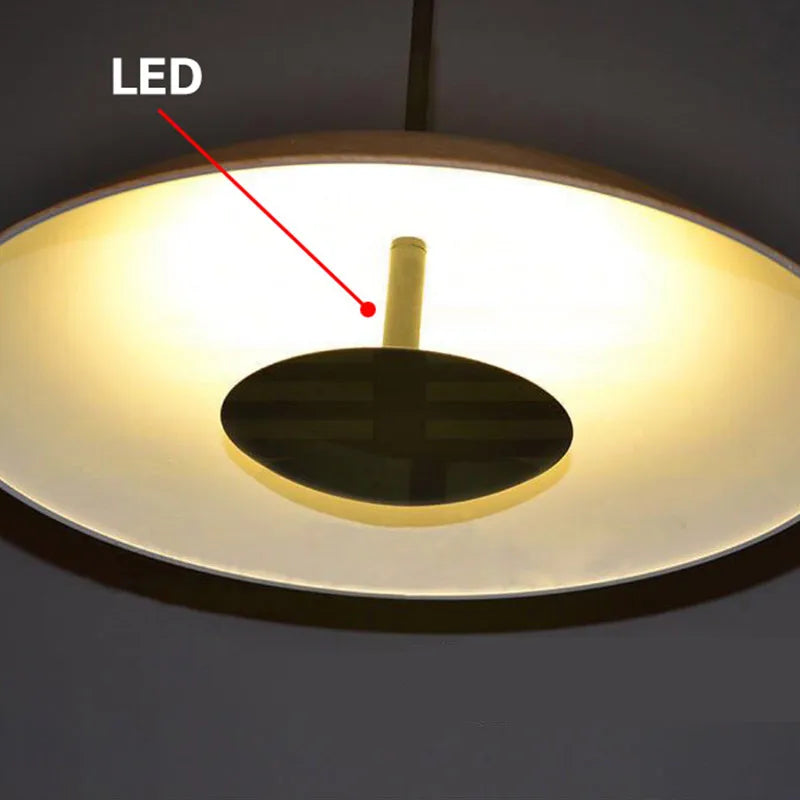 lampe suspension led style nordique grain bois pour décoration bureaux