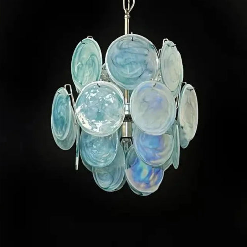 lustre suspendu en verre coloré fait main en italie - vue 6 sur 5