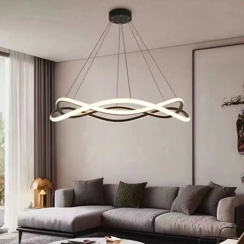 Lampe annulaire LED moderne et créative en aluminium doré - vue 5 sur 8