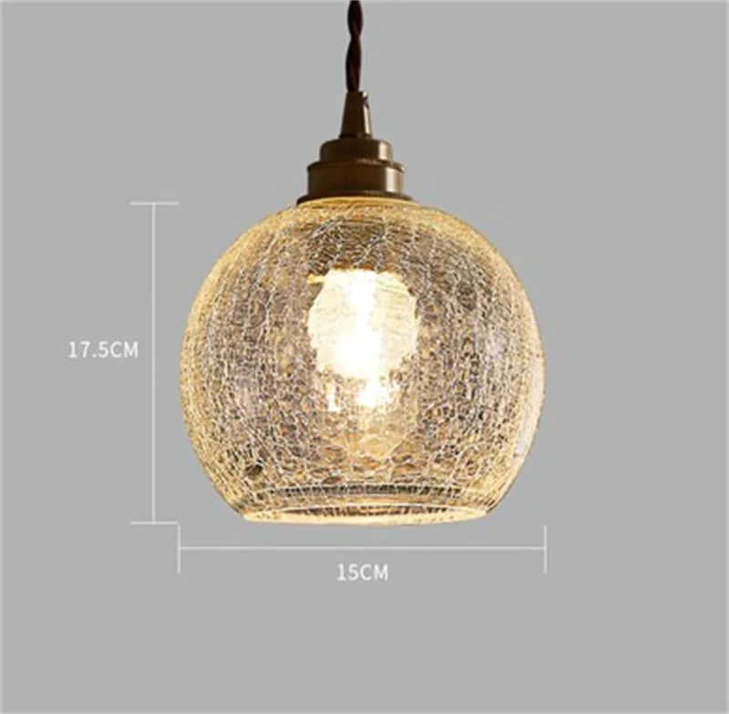 suspension vintage en verre craquelé pour décoration intérieur