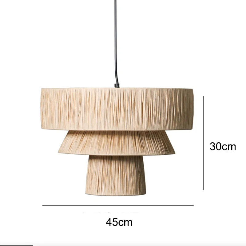 lustre en rotin style japonais fait à la main créatif - vue 10 sur 17