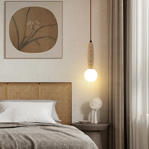 lustre led vintage avec suspension en pierre naturelle - vue 3 sur 6