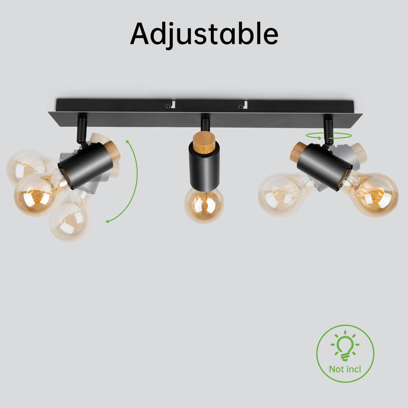 plafonniers Kimjo noir bois rotatif Spot luminaires plafond E27