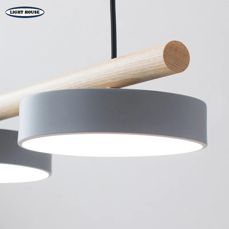 lustre nordique en bois massif avec led intégrée