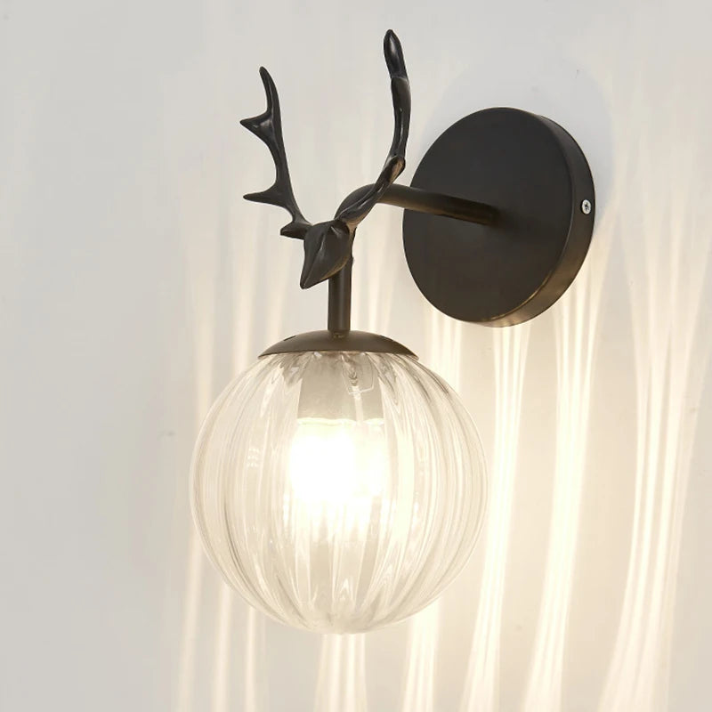 applique murale led rétro boule de verre décorative veilleuse - vue 4 sur 16