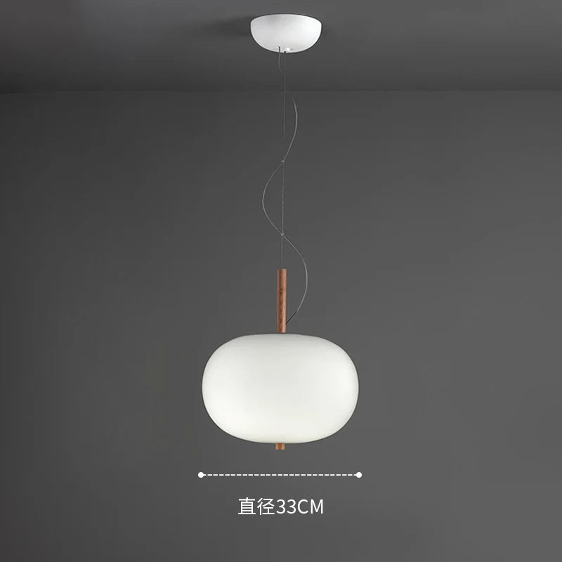 Kobuc Design nordique salon suspension avec grande boule ronde abat-jour en verre créatif bois lustre salle à manger chevet - vue 10 sur 13