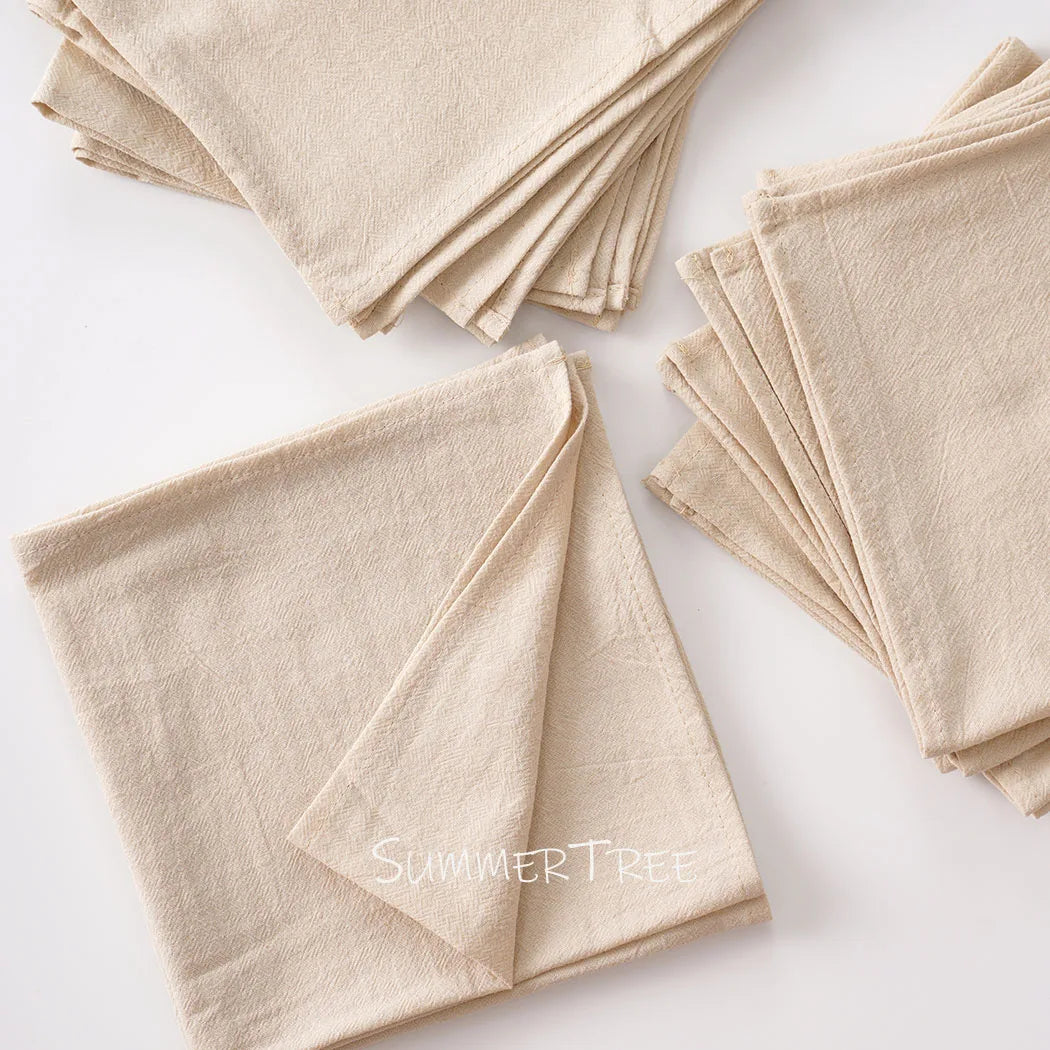 Serviette de table coton lavé lot 12 vintage - vue 2 sur 7