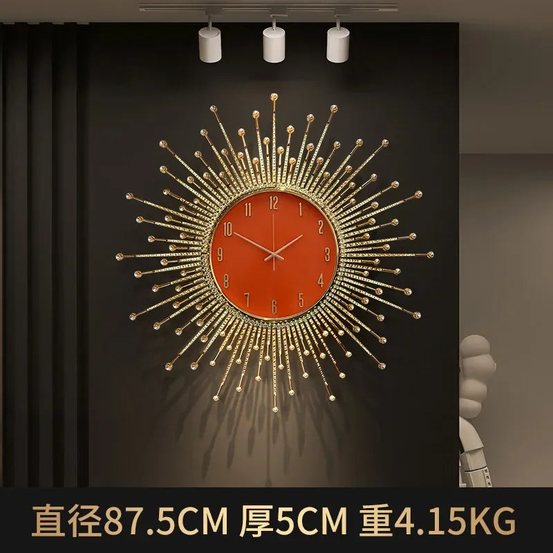 horloge murale de luxe en forme de soleil pour décoration moderne - vue 10 sur 10