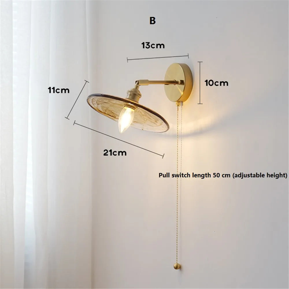 applique murale rotative rétro en verre cuivré avec interrupteur - vue 8 sur 8