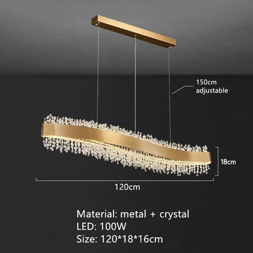 lustre moderne en cristal avec métal doré réglable - vue 11 sur 12